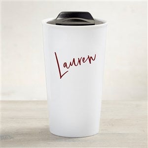 Trendy Script Name Personalized Ceramic Travel Mug