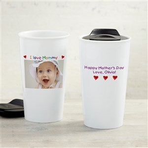 Photo Message Personalized Double-Wall Ceramic Travel Mug