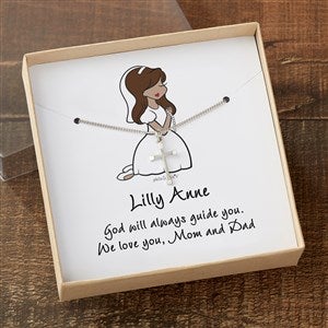 philoSophie's Communion Girl Cross Necklace With Personalized Message Card