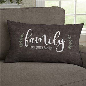 Family Wreath Personalized Lumbar Velvet Throw Pillow