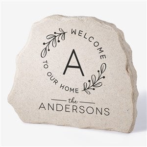 Welcome Wreath Personalized Standing Garden Stone - 35337