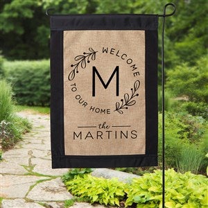 Welcome Wreath Personalized Burlap Garden Flag