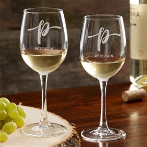 Script Initial Personalized 12oz White Wine Glass
