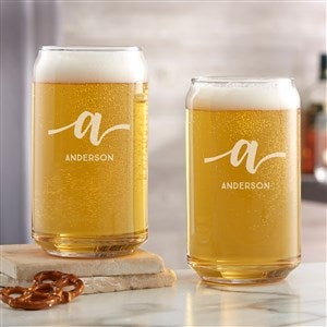 Script Initial Personalized 16 oz Beer Can Glass
