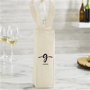 Script Initial Personalized Wine Tote Bag