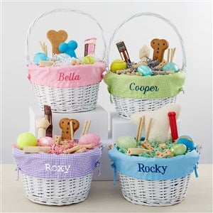 Personalized Dog White Easter Baskets with Folding Handle - 35397