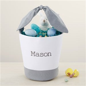 Hanging Bunny Ears Personalized Grey Easter Basket