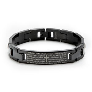 Black Engravable Men's Lord's Prayer Bracelet