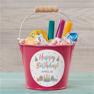 Birthday Celebration Personalized Mini Metal Bucket - Pink