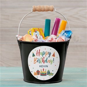 Birthday Celebration Personalized Mini Metal Bucket - Black