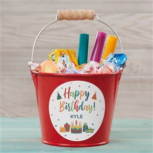 Birthday Celebration Personalized Mini Metal Bucket - Red
