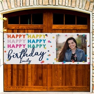 Happy Happy Birthday Personalized Photo Banner 45x108