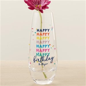 Happy Happy Birthday Personalized Printed Bud Vase