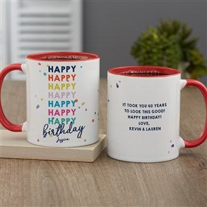 Happy Happy Birthday Personalized Coffee Mug 11oz Red