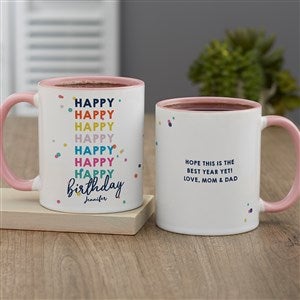 Happy Happy Birthday Personalized Coffee Mug 11oz Pink
