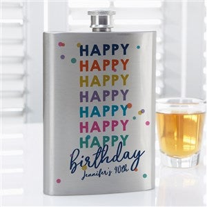 Happy Happy Birthday Personalized Flask