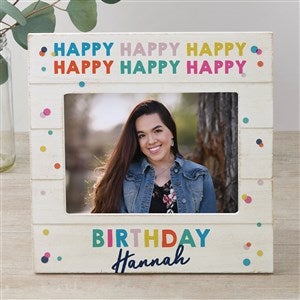 Happy Happy Birthday Personalized Shiplap Frame - 5x7 Horizontal