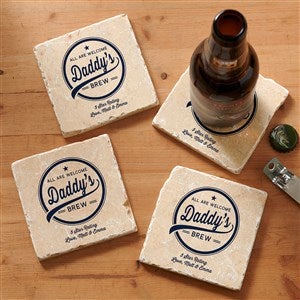 Dad's Brewing Company Personalized Tumbled Stone Coaster Set