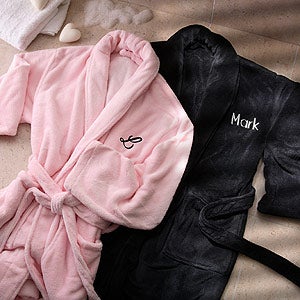 Embroidered Luxury Fleece Robe - Set of 2