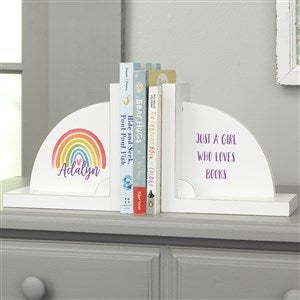 Watercolor Brights Personalized Wooden Bookends