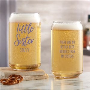 Sisters Forever Personalized Printed 16oz. Beer Can Glass