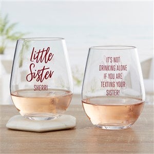 Sisters Forever Personalized Tritan Stemless Wine Glass