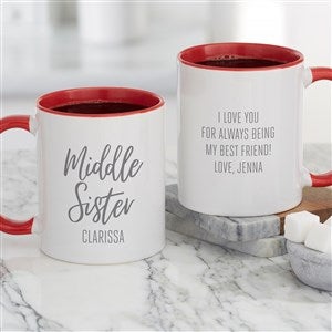 Sisters Forever Personalized Coffee Mug 11 oz.- Red