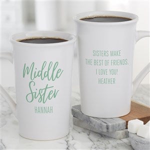 Sisters Forever Personalized Latte Mug 16 oz.- White