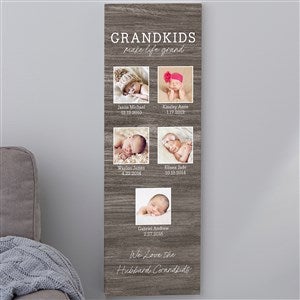 Life Is Grand Personalized 5 Photo Canvas Print - 12x36