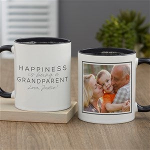 Happiness is Being a Grandparent Personalized Photo Mug 11oz Black