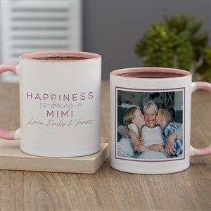 Happiness is Being a Grandparent Personalized Photo Mug 11oz Pink