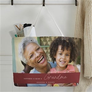 Happiness is Being a Grandparent Personalized Photo Tote Bag