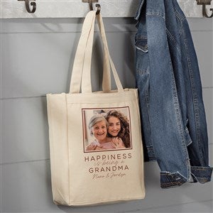 Happiness is Being a Grandparent 14x10 Canvas Photo Tote Bag