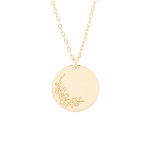 March Birth Flower Cherry Blossom Gold Pendant
