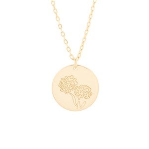 October Birth Flower Marigold Gold Pendant