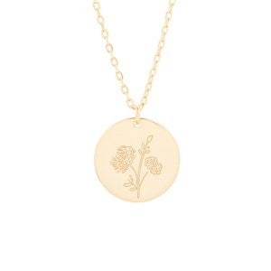 November Birth Flower Chrysanthemum Gold Pendant