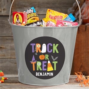 Trick or Treat Icons Personalized Large Treat Bucket- Silver