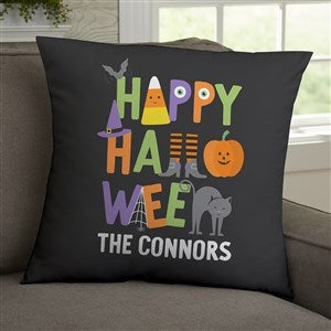 Trick or Treat Icons Personalized Halloween 18 Velvet Throw Pillow