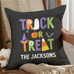 Trick or Treat Icons Personalized Outdoor Throw Pillow - 16?x 16?