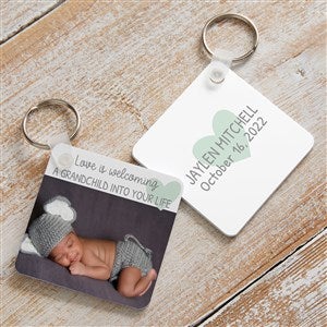 Love Is Welcoming a Grandchild Personalized Photo Keyring
