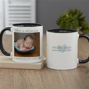 Love Is Welcoming A Grandchild Personalized Coffee Mug 11 oz.- Black