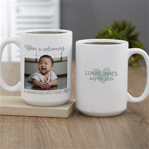 Love Is Welcoming A Grandchild Personalized Coffee Mug 15 oz.- White