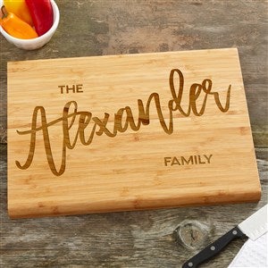Personalized Bamboo Cutting Board - Bold Family Name - 14x18