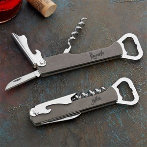 Bold Family Name Personalized Leatherette Wine Bottle Opener