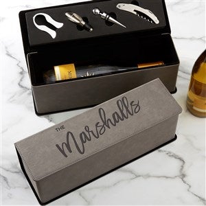 Bold Family Name Personalized Wine Bottle Accessory Box