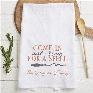 Personalized Halloween Flour Sack Towel - Family Broom