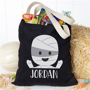 Personalized Halloween Bags - Trick Or Treat Mummy Black Tote