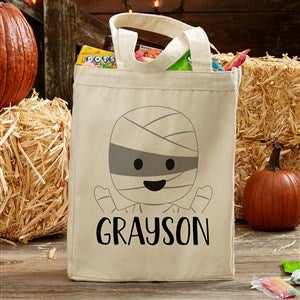 Trick Or Trick Mummy Personalized Halloween Canvas Tote Bag- 14 x 10