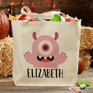 Trick Or Trick Monster Personalized Halloween Canvas Tote Bag- 20 x 15