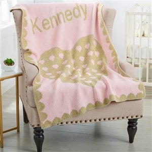 Metallic Heart Personalized Baby Crib Knit Blanket